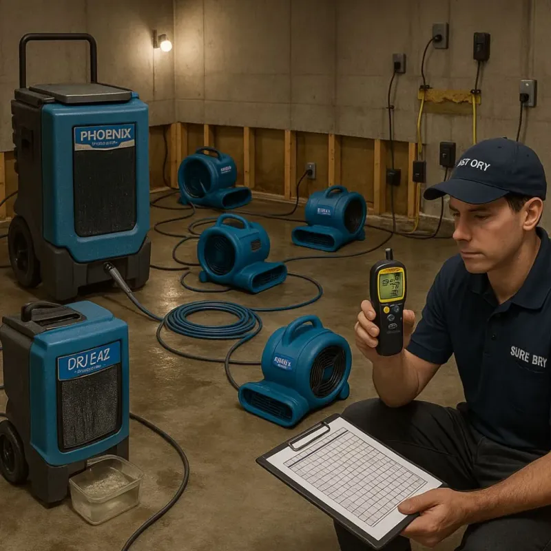 Structural Drying and Dehumidification process in Olivet, NJ